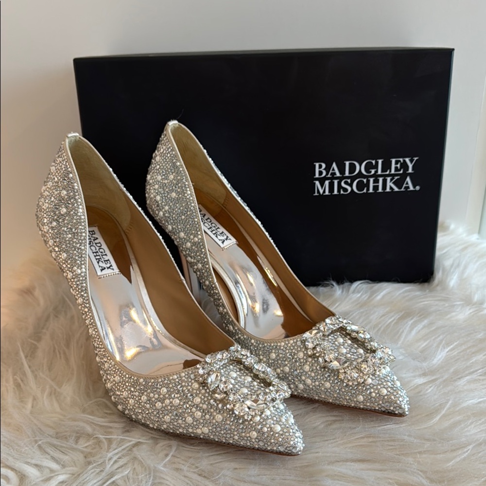 Badgley Mischka Glittering Silver Heels